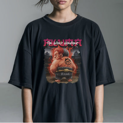 Akuma's Stormy Showdown T-Shirt Tshirt Female Model