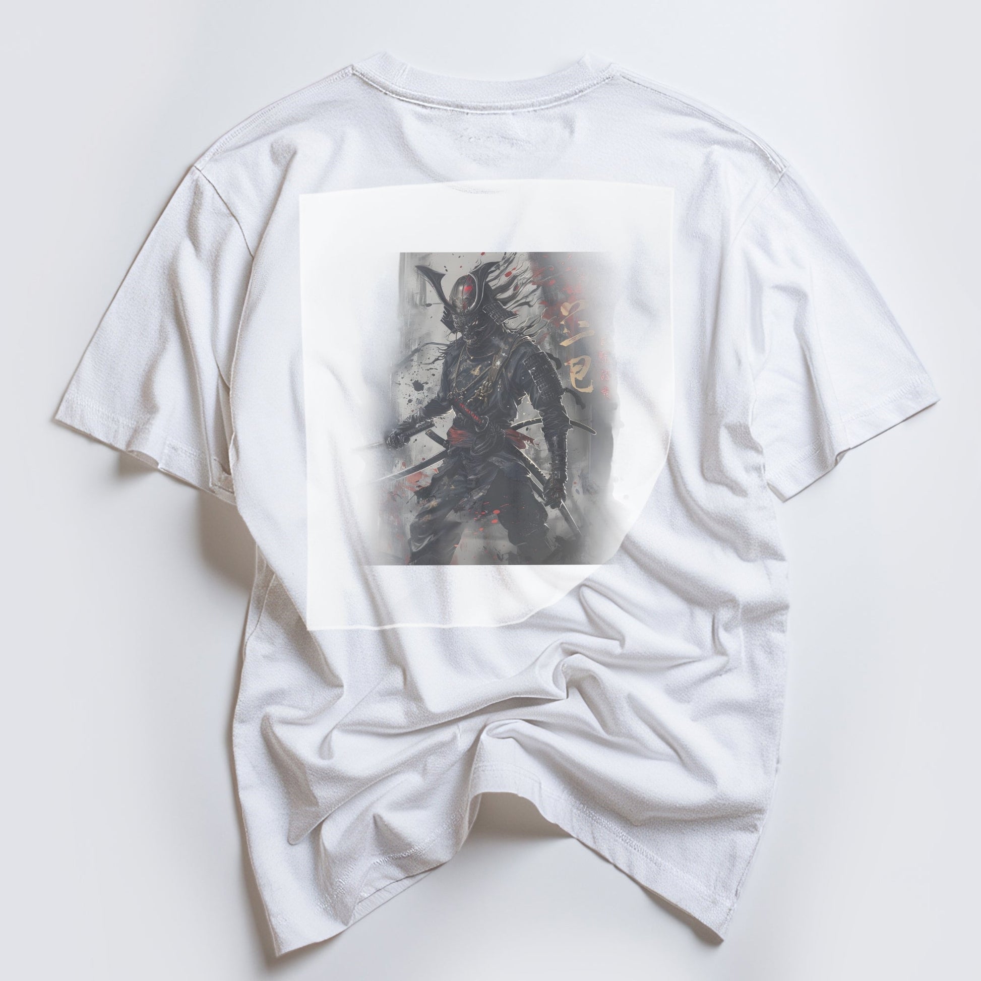 Samurai Venom Strength Ready to Press White Tshirt Back Peel View