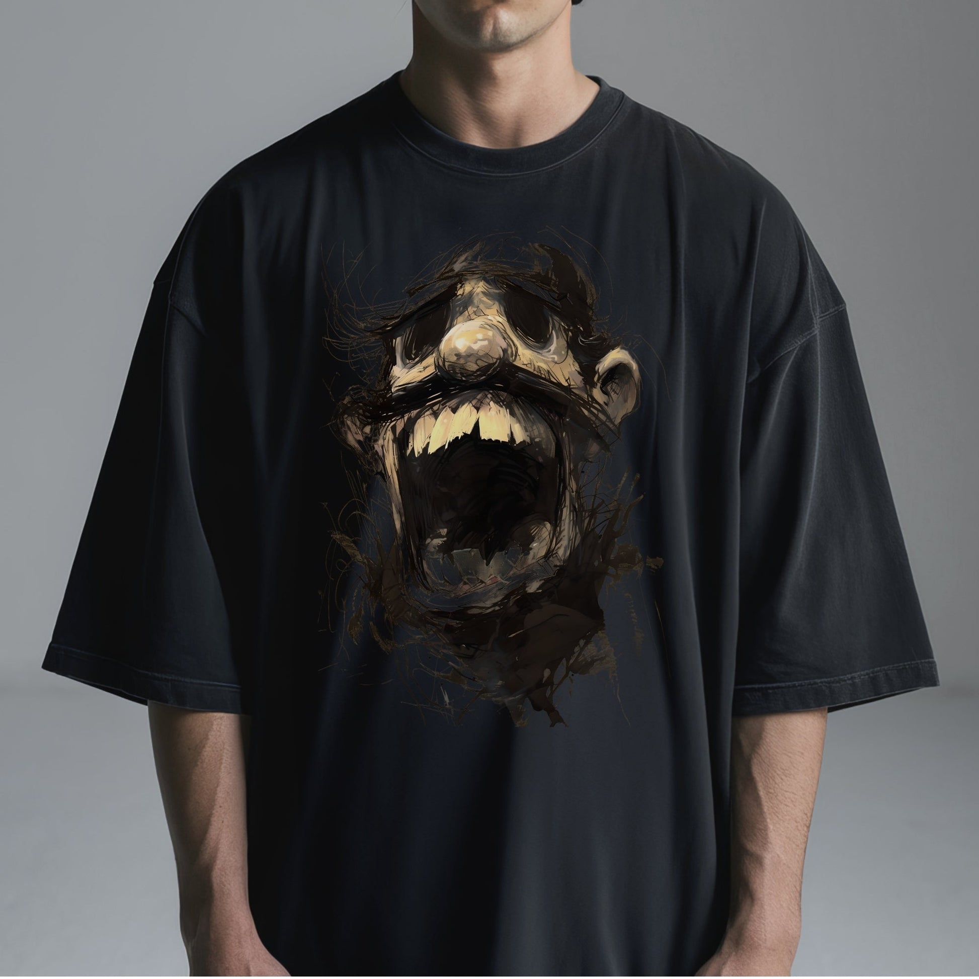 Monstrous Menace Illustration T-Shirt Tshirt Male Model