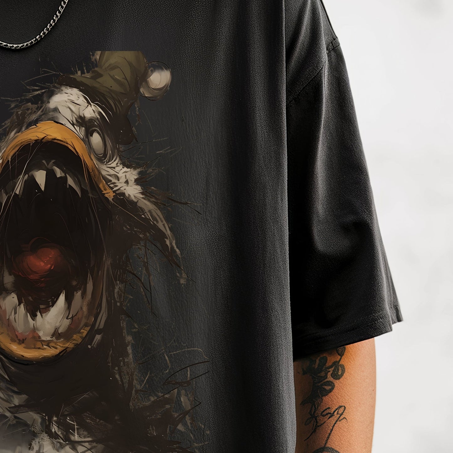 Ochre Black Monster Motion T-Shirt Model Closeup