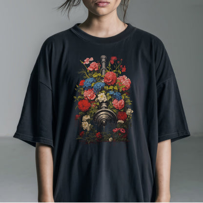 Floral Fusion Turntable Tshirt Female Model