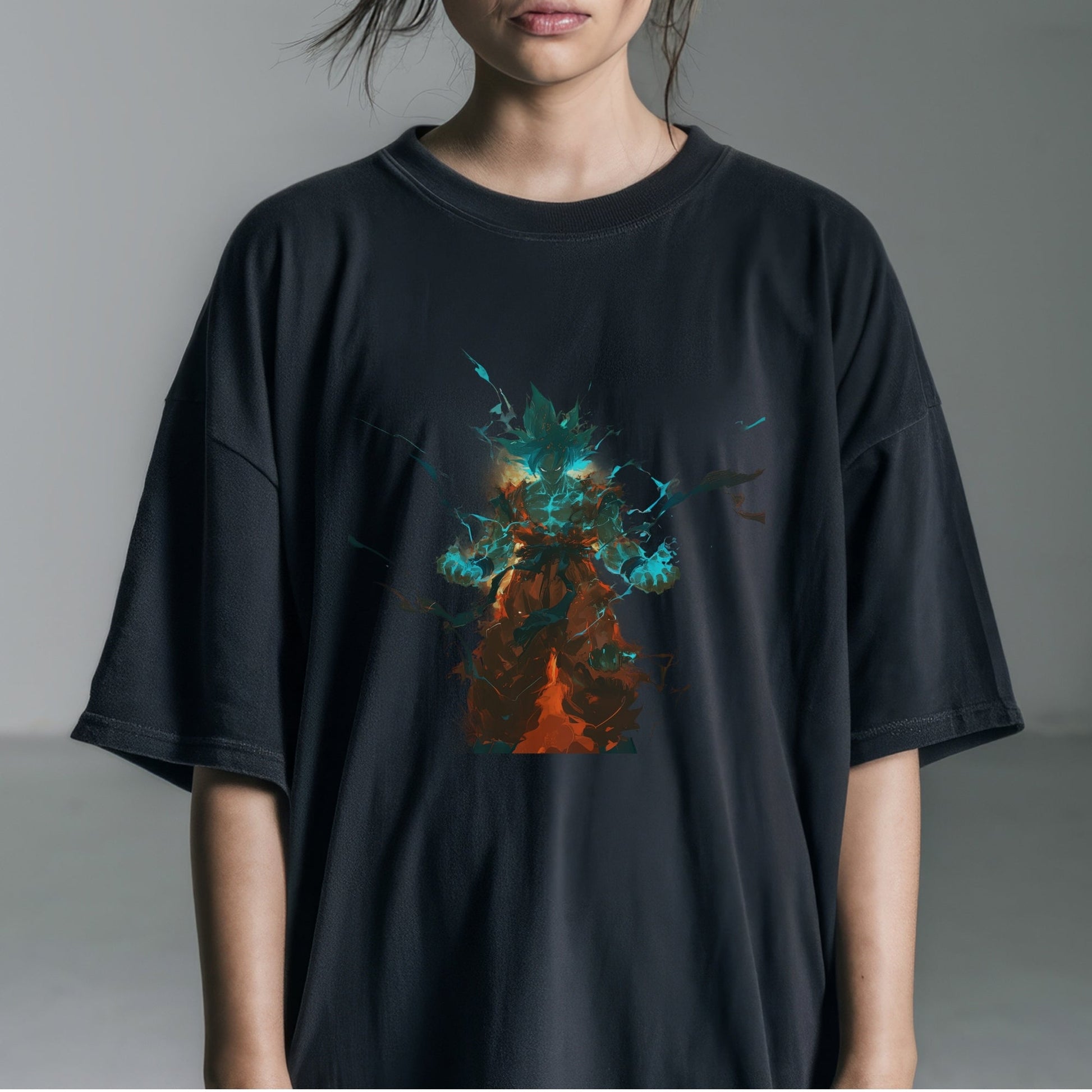 Fiery Super Saiyan Showdown Tshirt Female Model