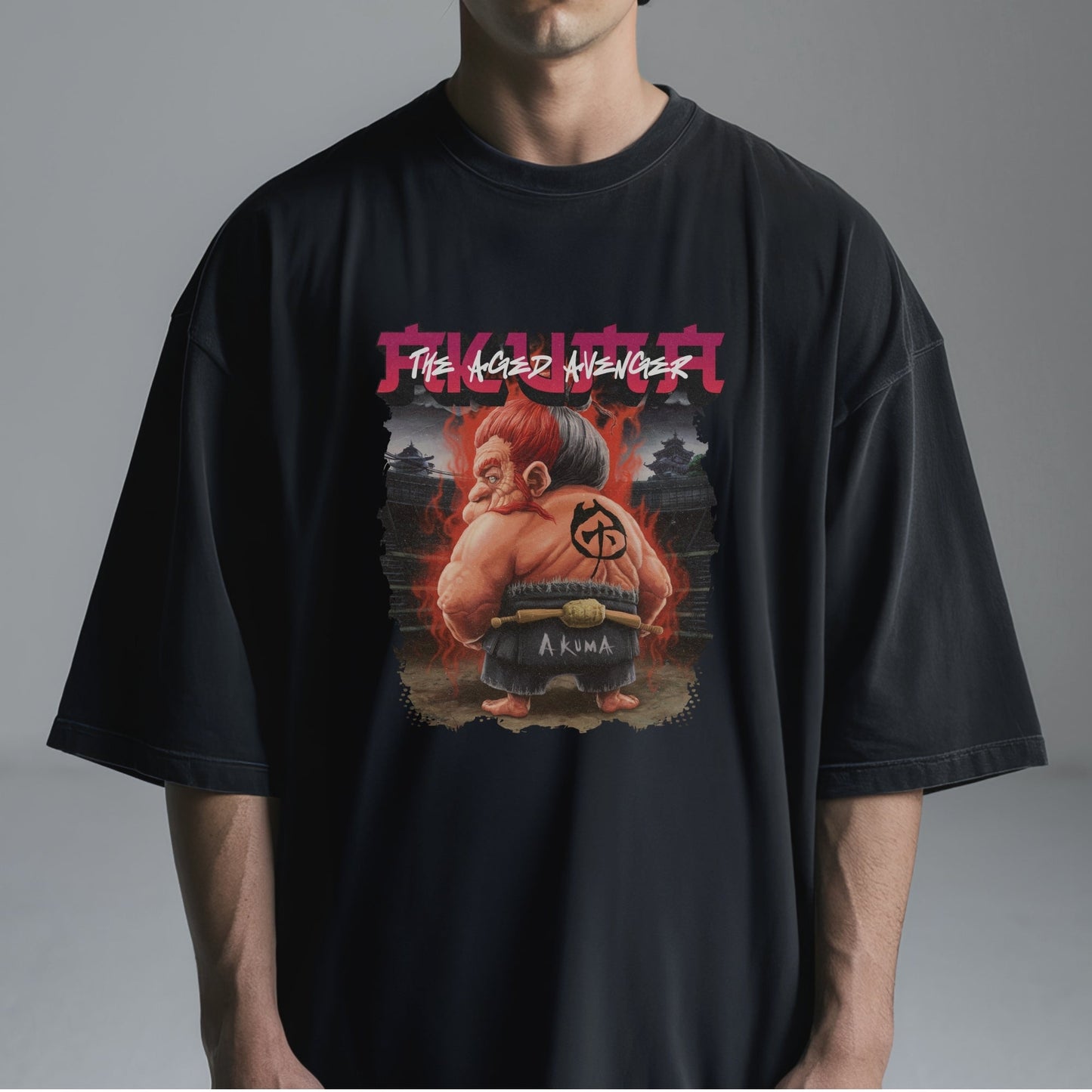 Akuma's Stormy Showdown T-Shirt Tshirt Male Model