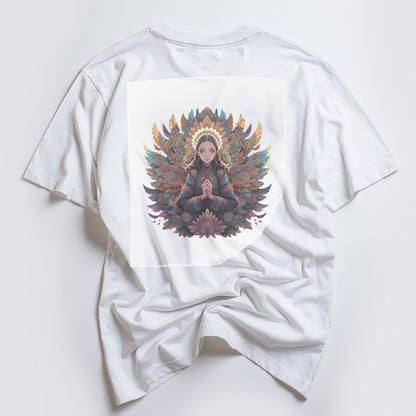 Mystic Mandala Enigma Ready to Press White Tshirt Back Peel View