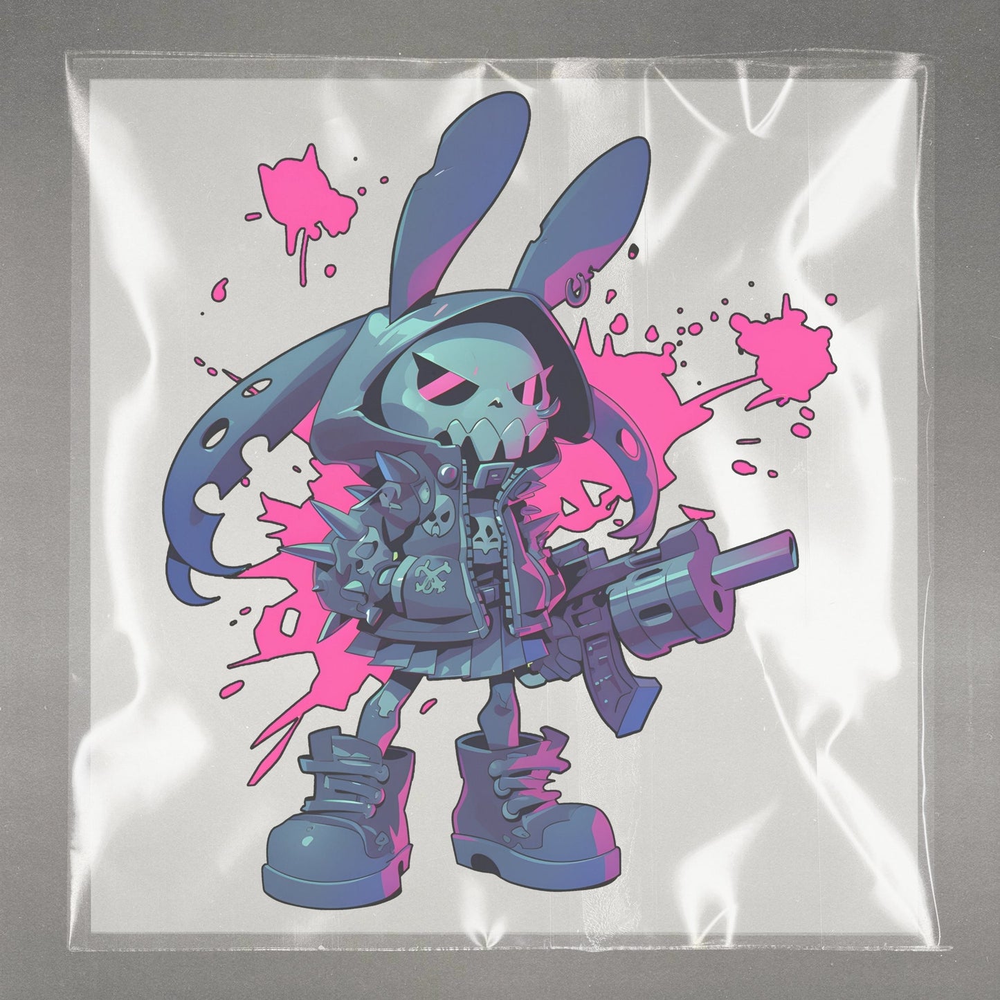 Neon Cyborg Bunny Blitz Ready to Press Film Peel Main Plastic Cover