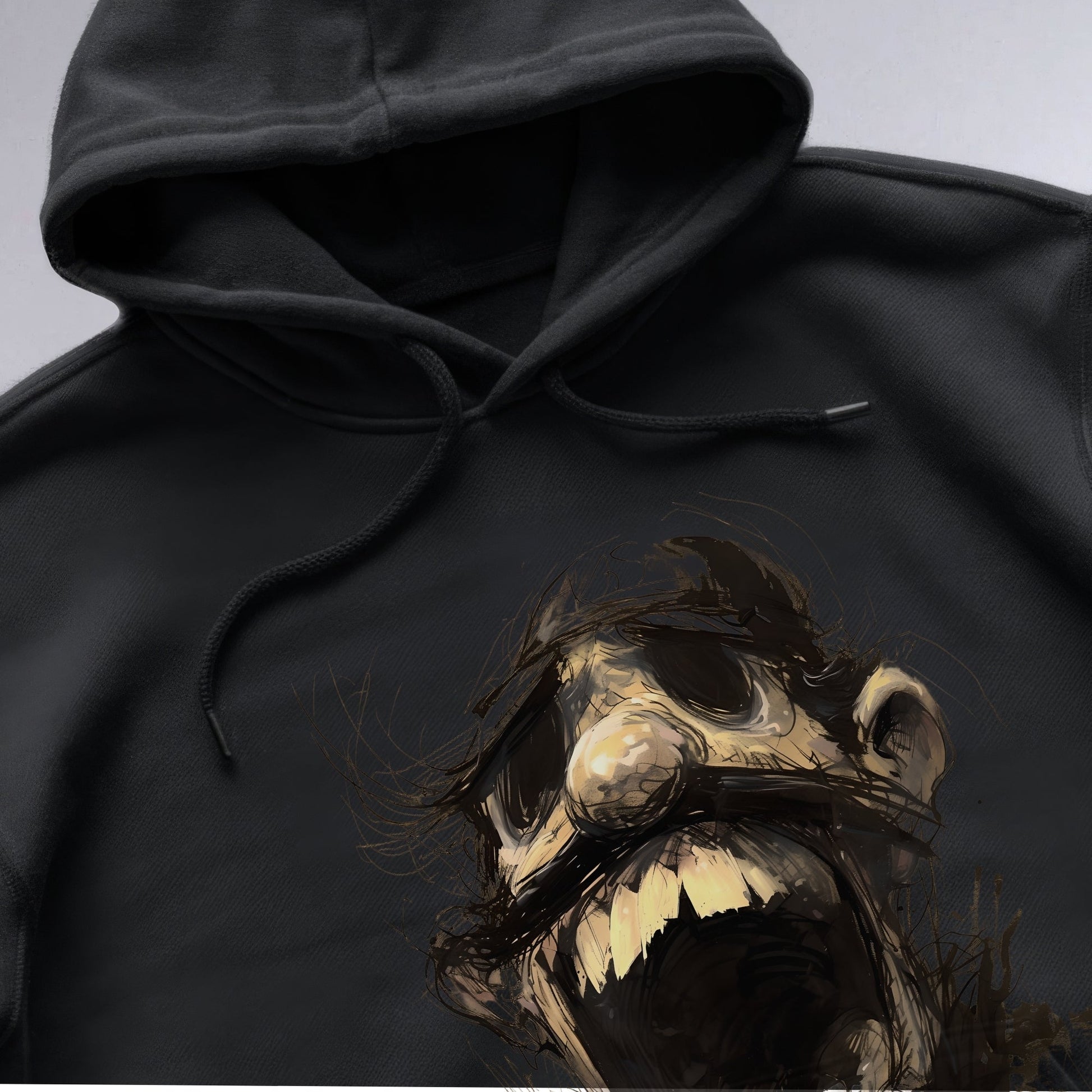 Monstrous Menace Illustration Hoodie Shirt Closeup