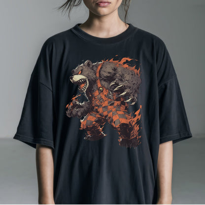 Ferocious Flame Bear T-Shirt Tshirt Female Model