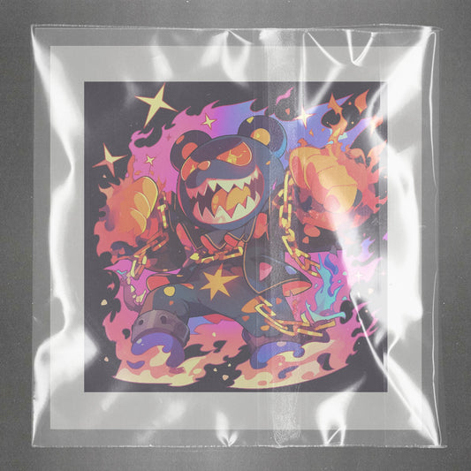 Flaming Mecha Bear Ready to Press Film Peel Main Plastic Cover