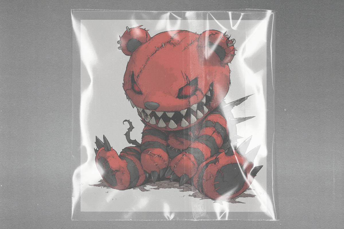 Menacing Dark Bear Ready to Press Film Peel Main Plastic Cover