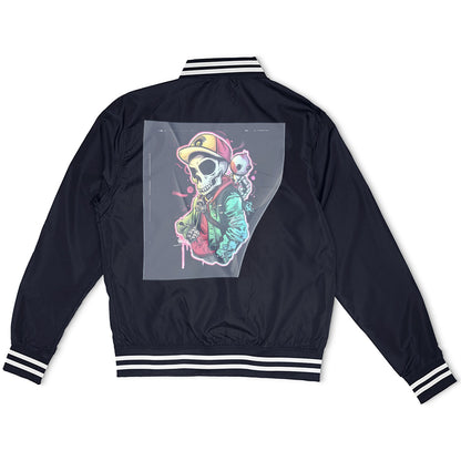 Neon Streetwear Skelebuddy Ready to Press Heather Gray Sweater Front Peel View