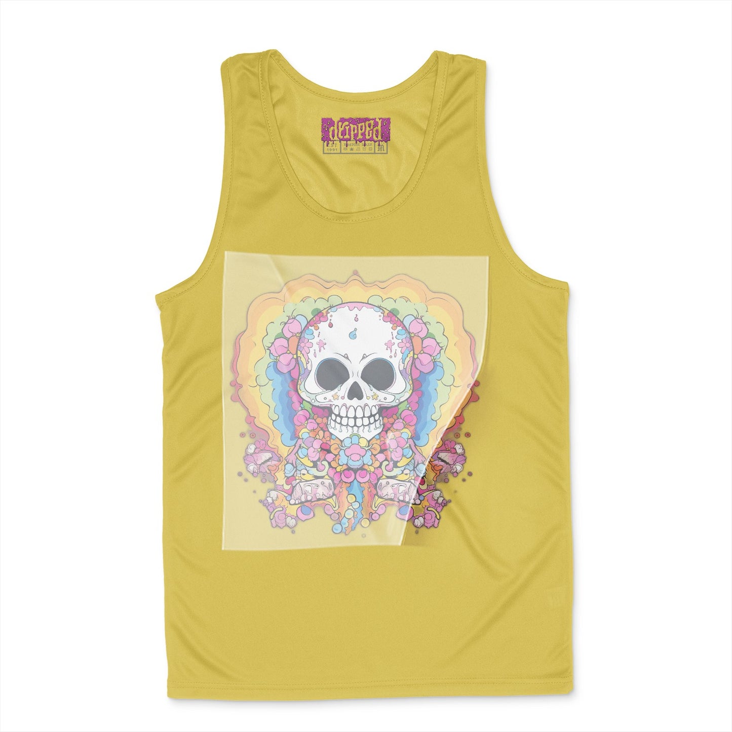 Vivid Calavera Carnival Ready to Press White Tshirt Back Peel View