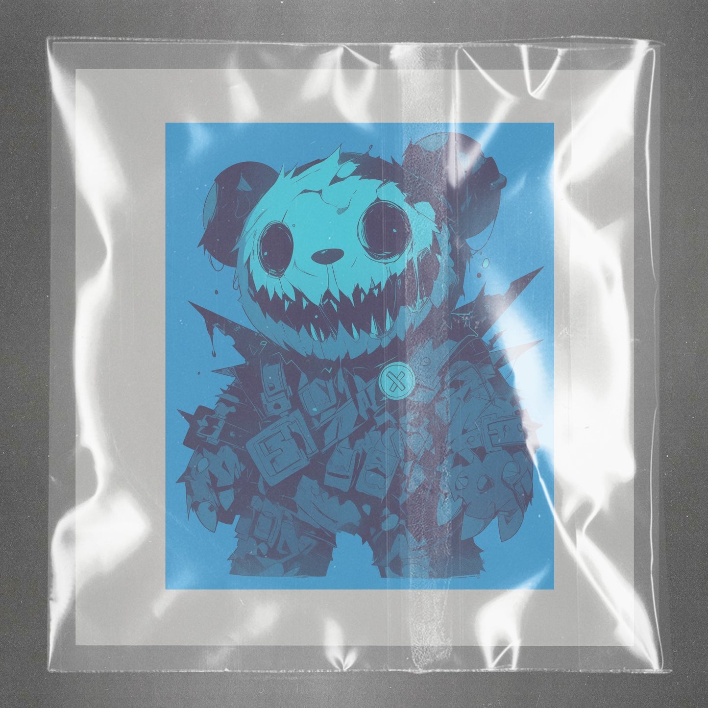 Eerie Blue Pandamonium Ready to Press Film Peel Main Plastic Cover