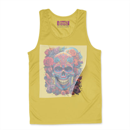 Floral Skull Fiesta Ready to Press White Tshirt Back Peel View