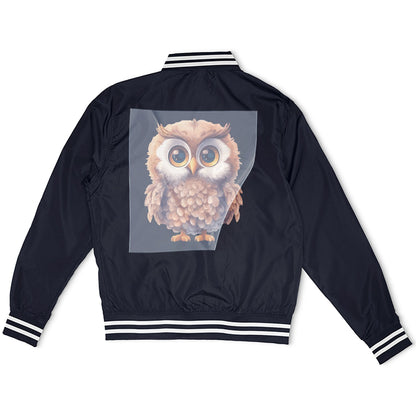 Vibrant Owl Illustration Ready to Press Heather Gray Sweater Front Peel View