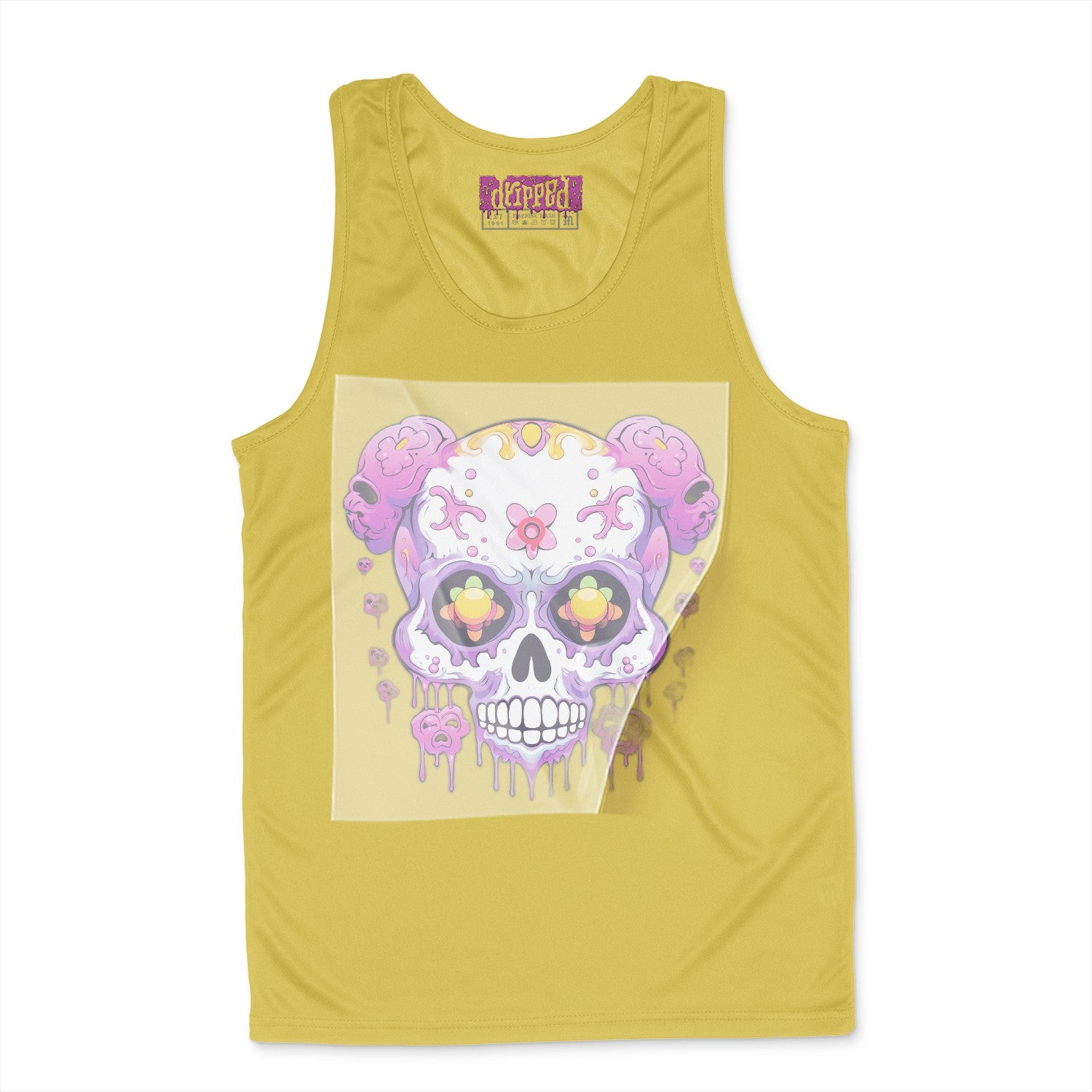 Gothic Pop Skull Fusion Ready to Press White Tshirt Back Peel View