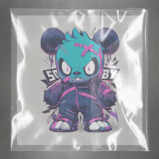 Gothic Graffiti Teddy Ready to Press Film Peel Main Plastic Cover