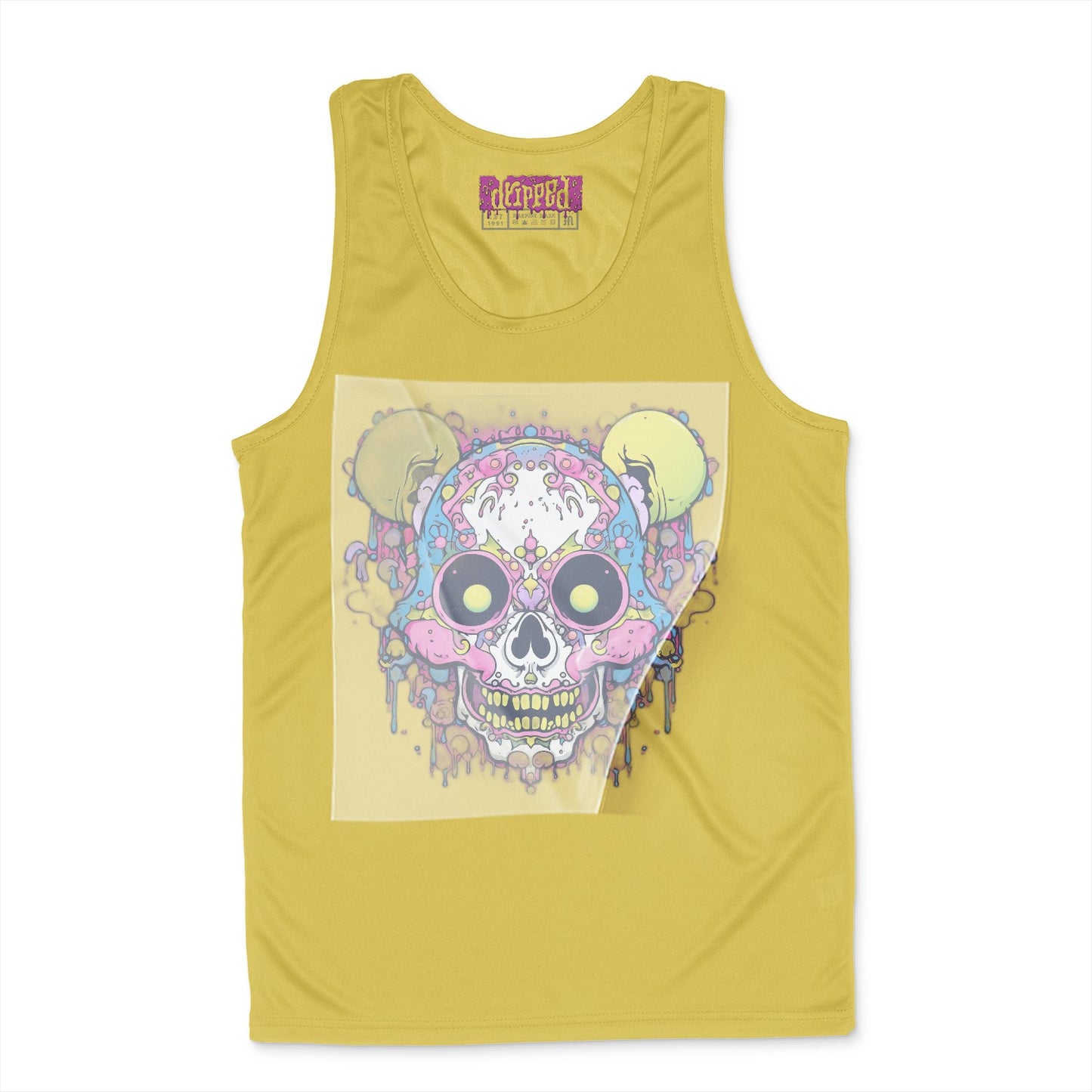 Psychedelic Skull Fantasy Ready to Press White Tshirt Back Peel View