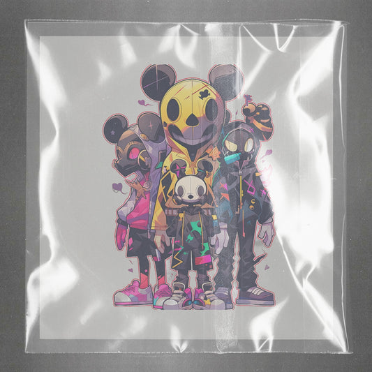 Neon Graffiti Mickey Twist Ready to Press Film Peel Main Plastic Cover