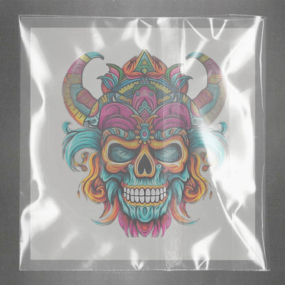 Neon Skull Fusion Art Ready to Press Film Peel Main Plastic Cover