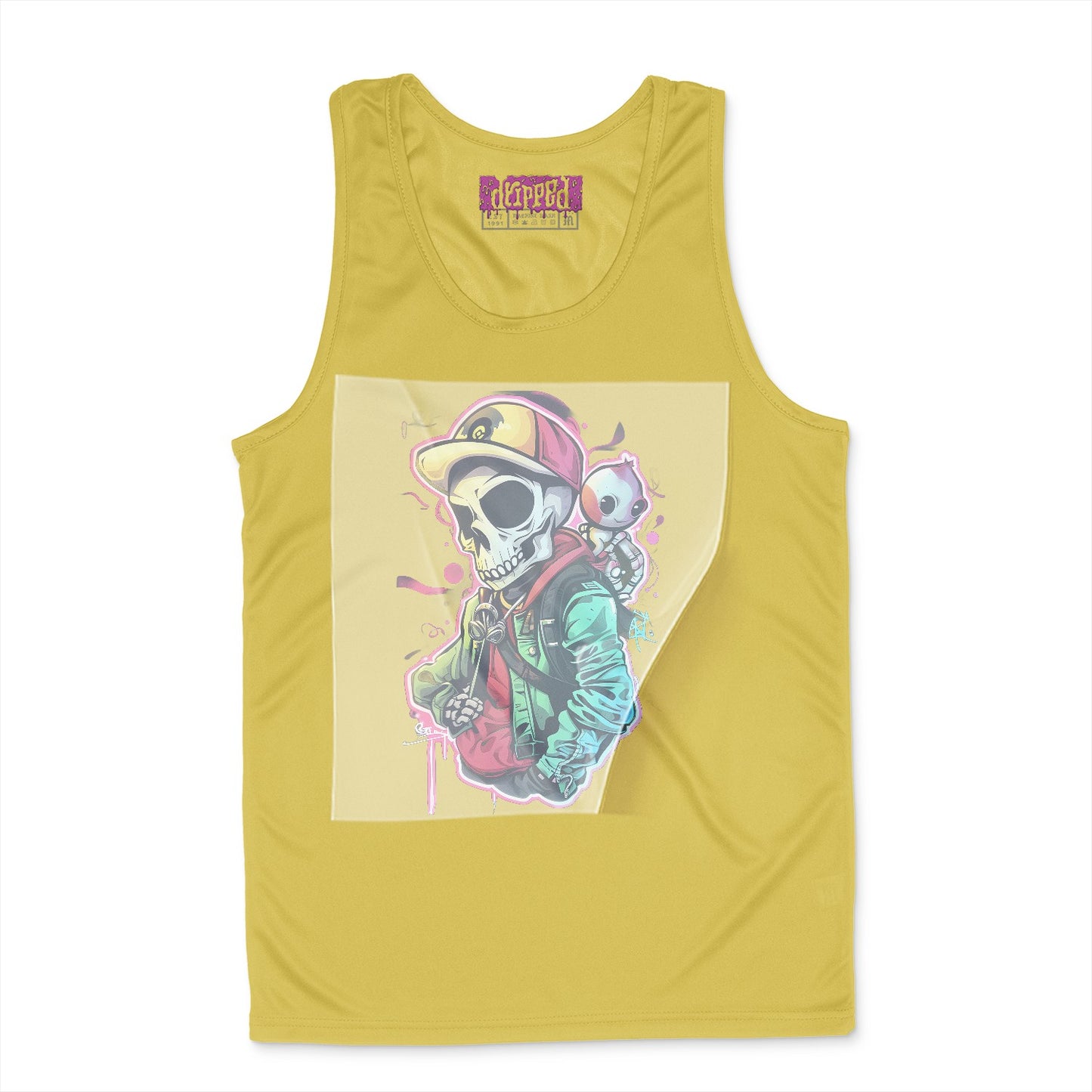 Neon Streetwear Skelebuddy Ready to Press White Tshirt Back Peel View