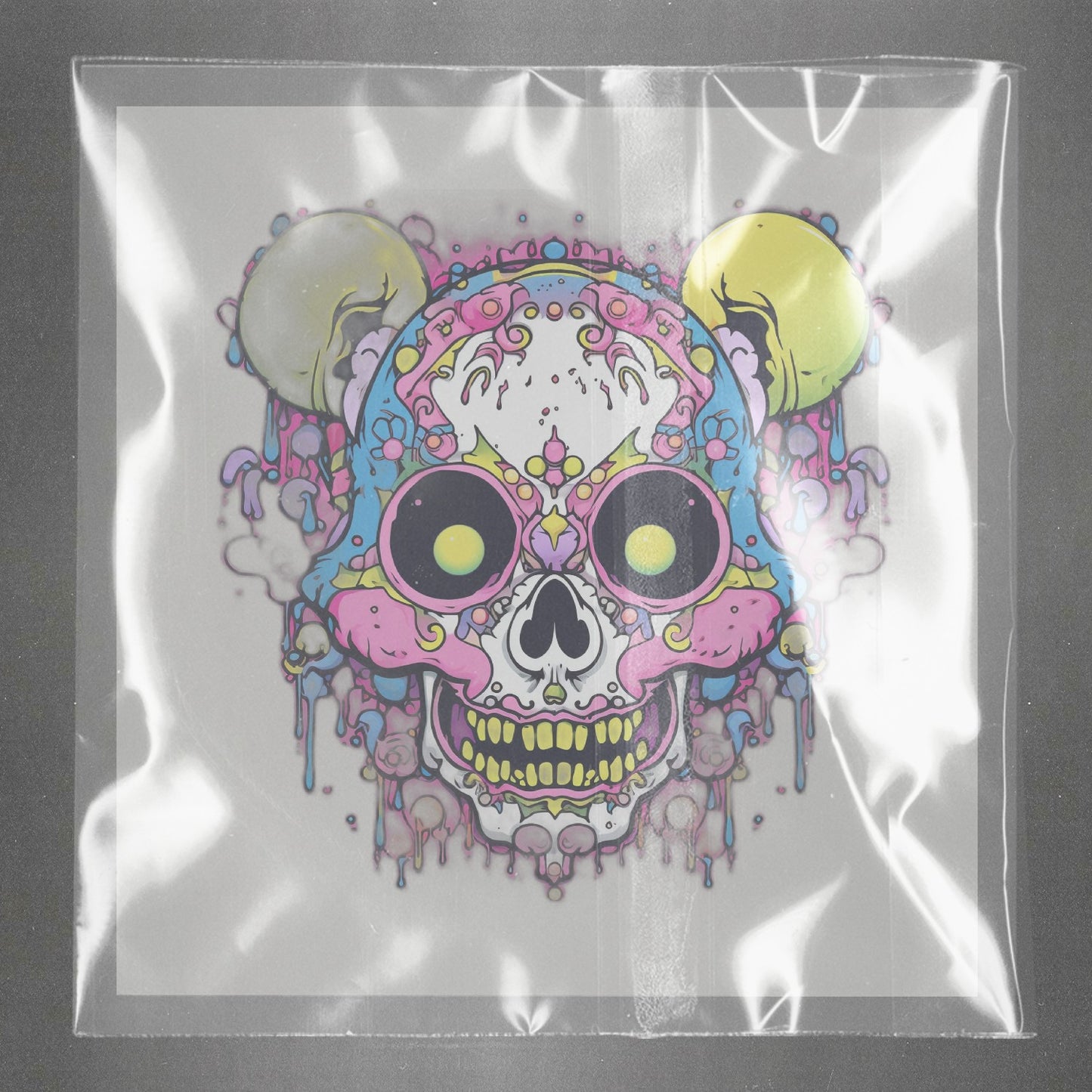 Psychedelic Skull Fantasy Ready to Press Film Peel Main Plastic Cover