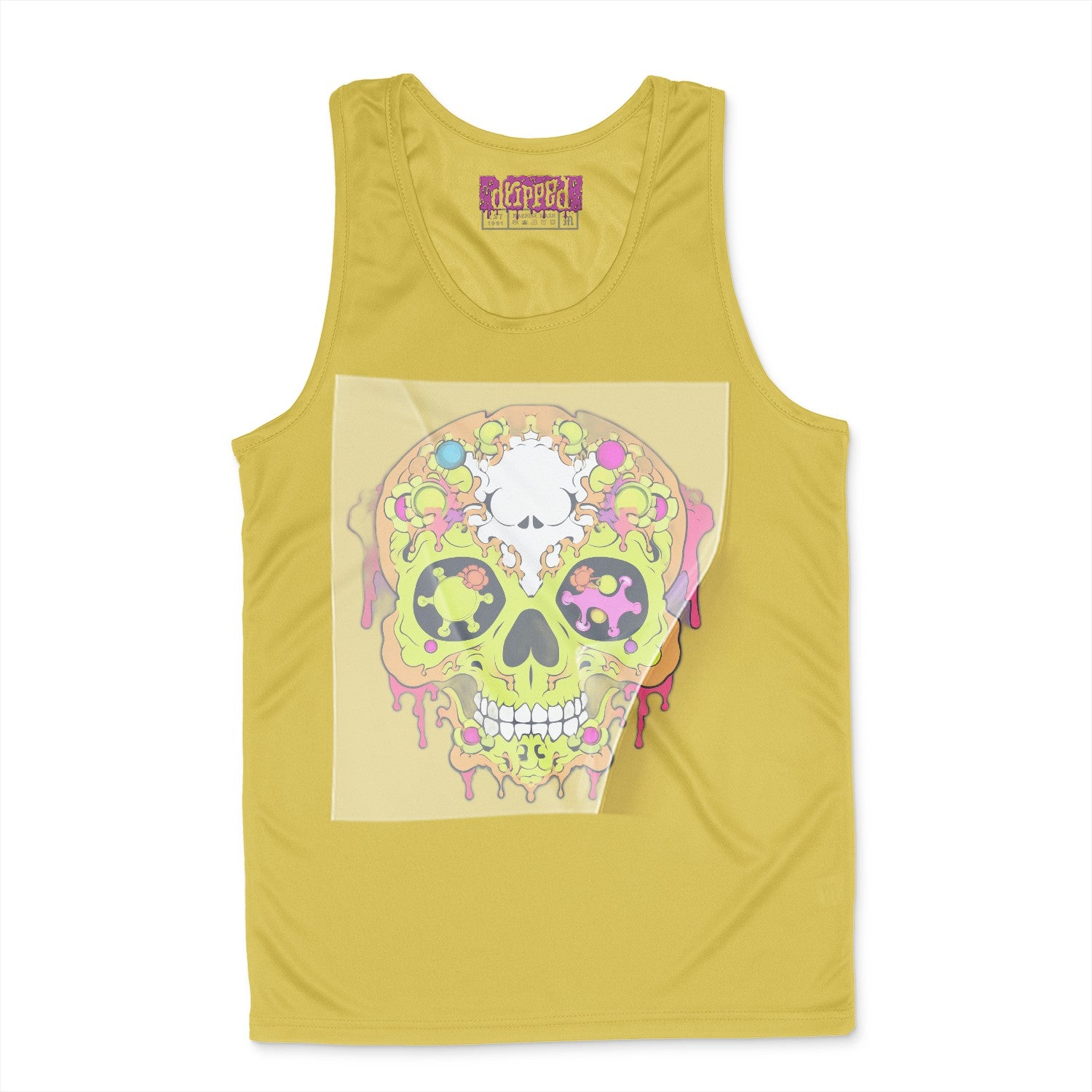 Vivid Skull Tapestry Ready to Press White Tshirt Back Peel View