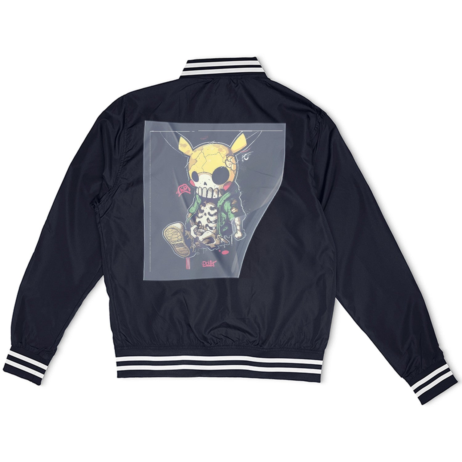 Zombie Pikachu Streetwear Ready to Press Heather Gray Sweater Front Peel View