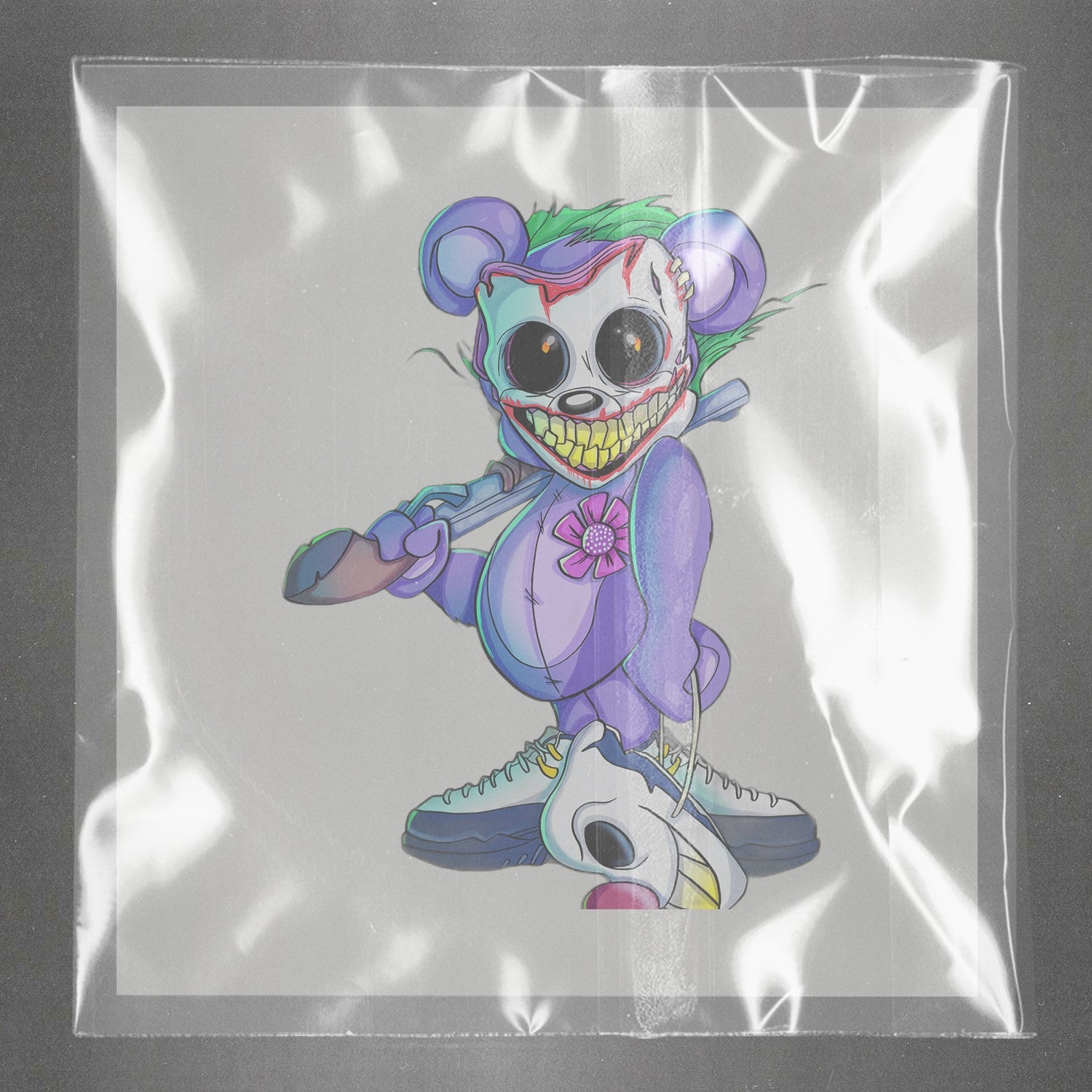 Pop-Art Skeleton Teddy Ready to Press Film Peel Main Plastic Cover