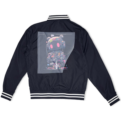 Graffiti Teddy Cyborg Ready to Press Heather Gray Sweater Front Peel View