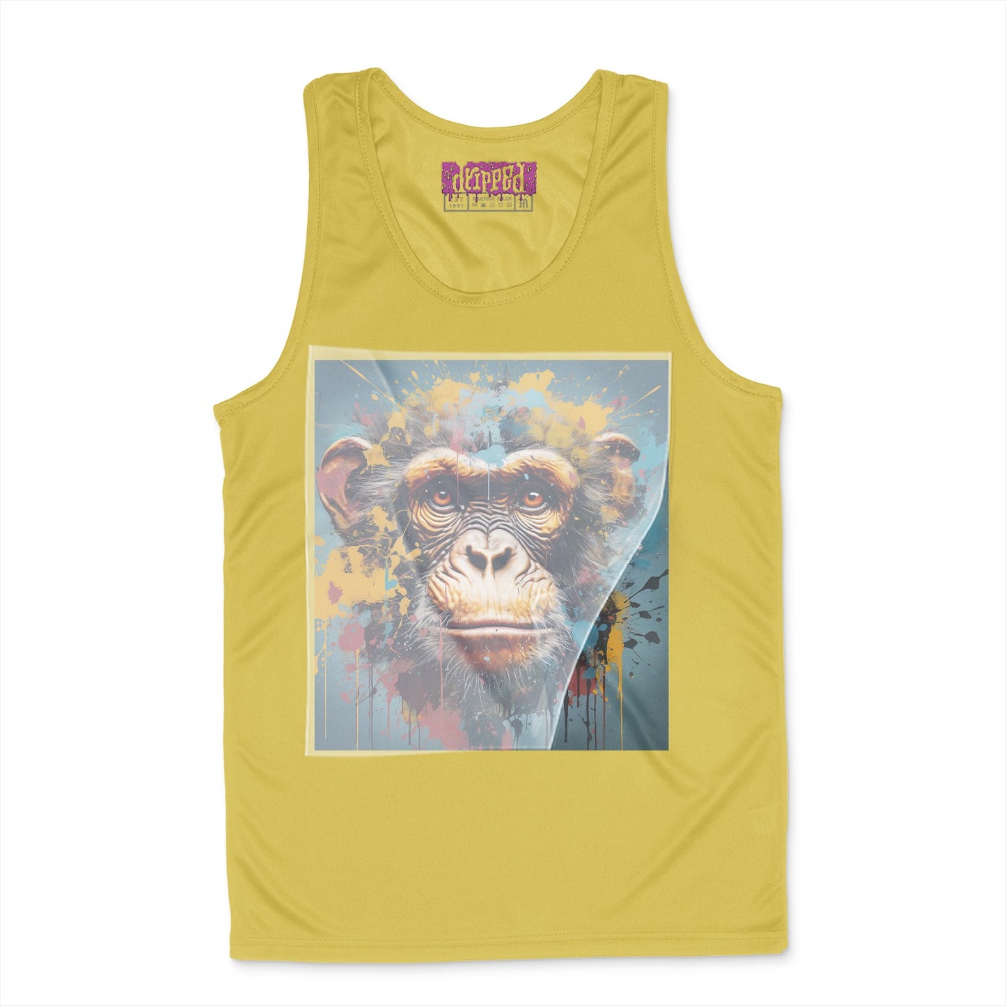 Chimpanzee Color Burst Ready to Press White Tshirt Back Peel View