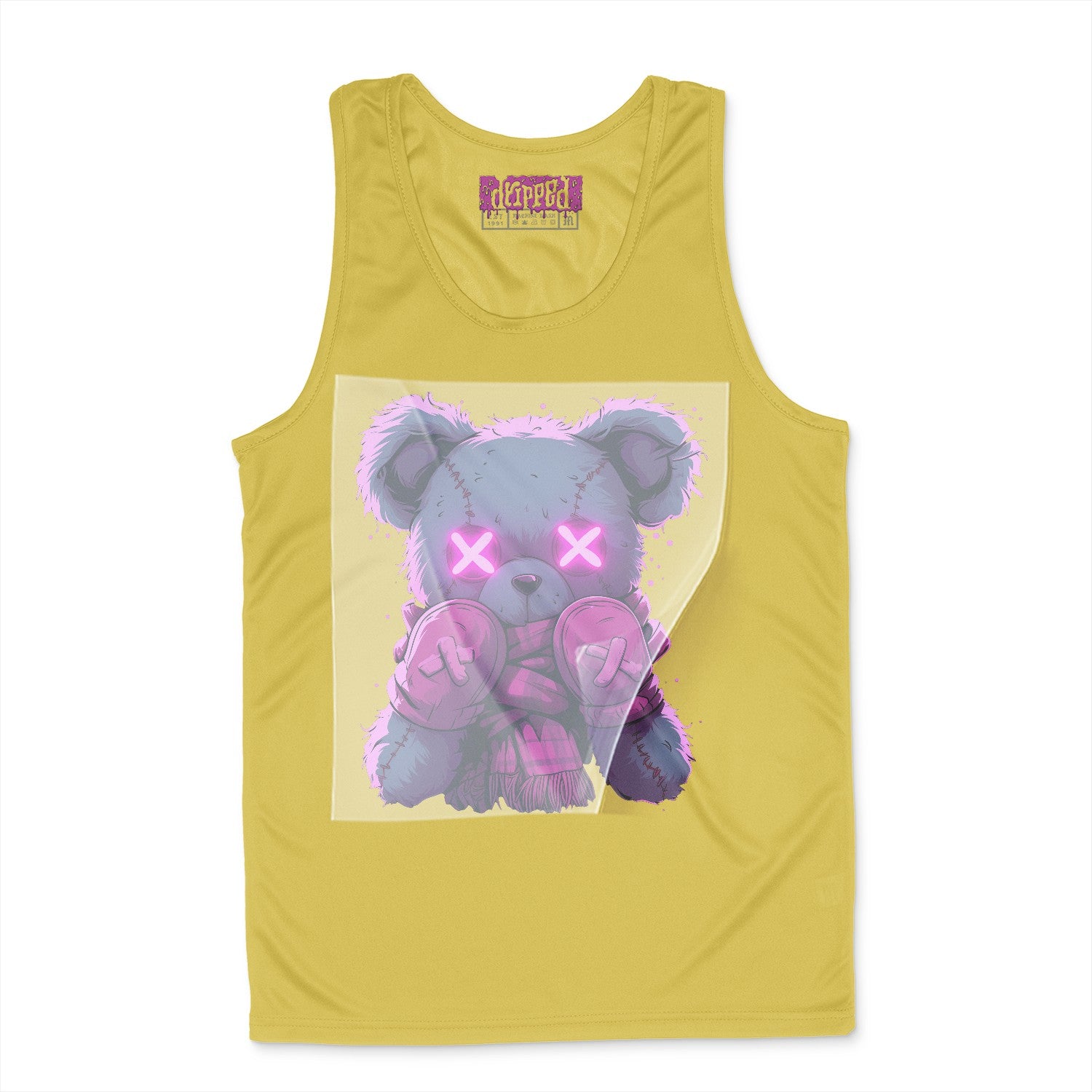 Neon Rebel Teddy Ready to Press White Tshirt Back Peel View