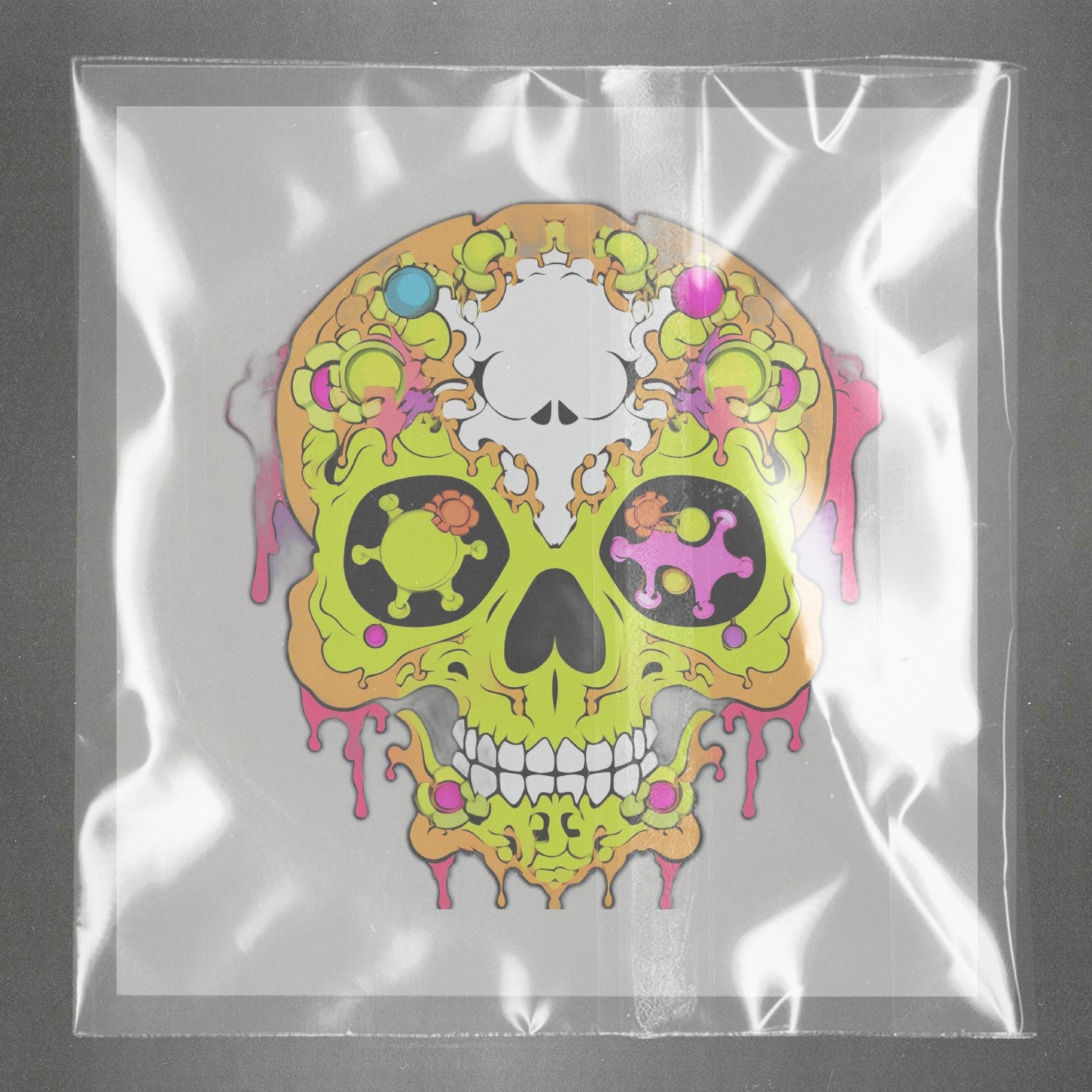 Vivid Skull Tapestry Ready to Press Film Peel Main Plastic Cover