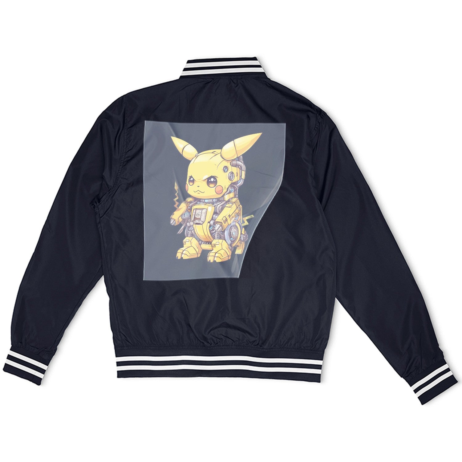 Mecha Pikachu Evolution Might Ready to Press Heather Gray Sweater Front Peel View