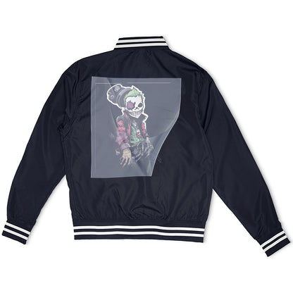 Punk Skeleton Swagger Ready to Press Heather Gray Sweater Front Peel View