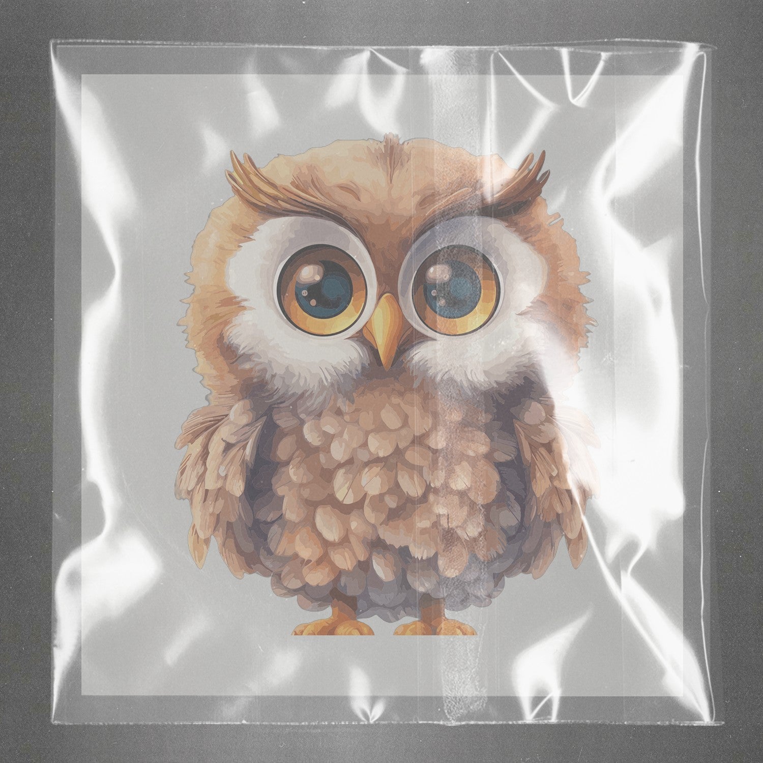 Vibrant Owl Illustration Ready to Press Film Peel Main Plastic Cover