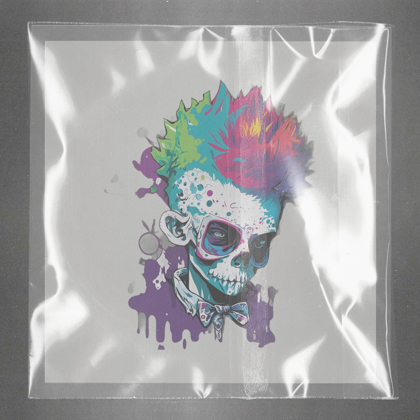 Neon Dia Skull Fusion Ready to Press Film Peel Main Plastic Cover