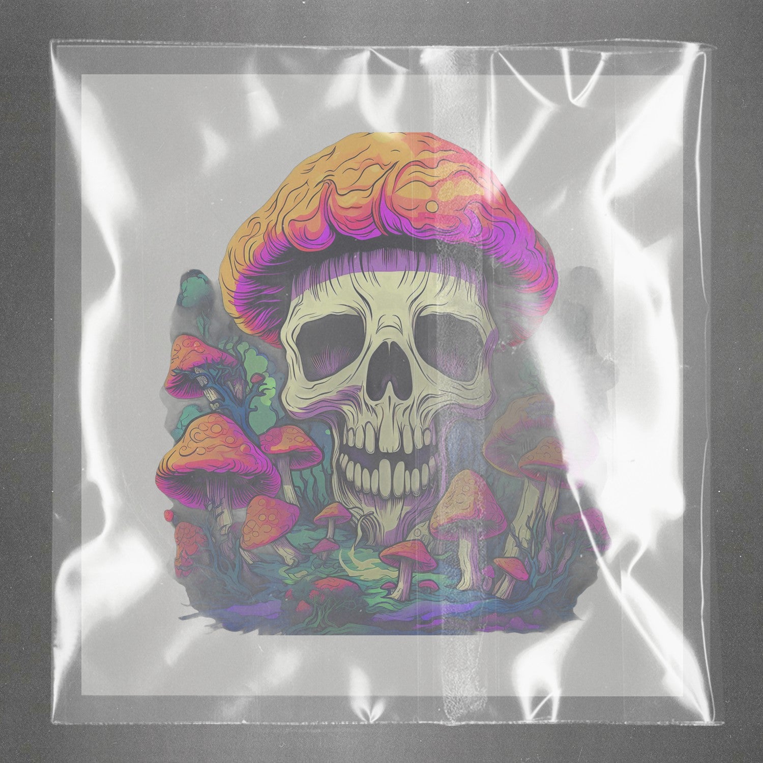 Mycelic Skull Illusion Ready to Press Film Peel Main Plastic Cover