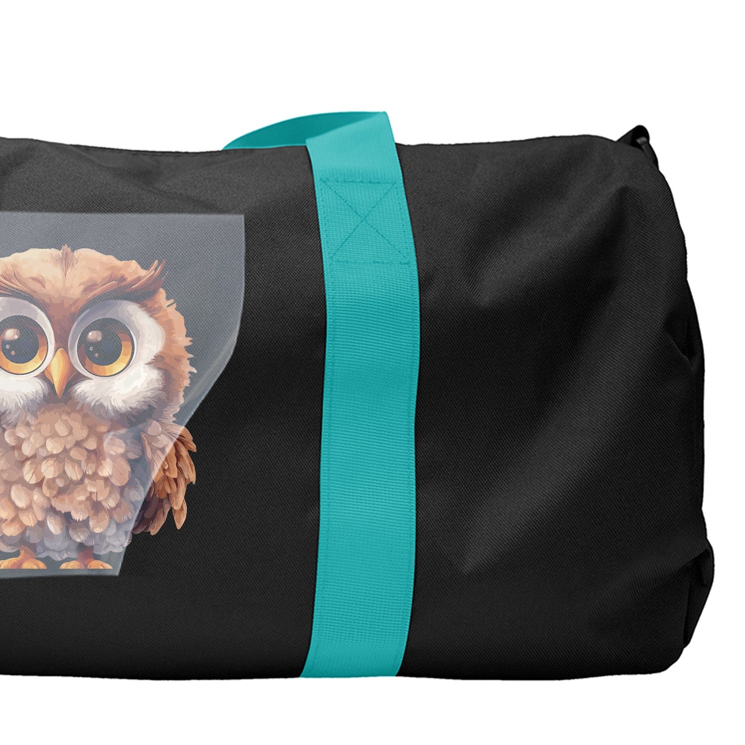 Vibrant Owl Illustration Ready to Press Solid Black Hoodie Back Peel View