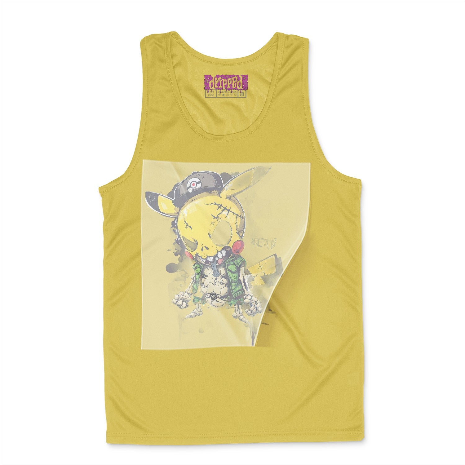 Graffiti Ghoul Pikachu Ready to Press White Tshirt Back Peel View