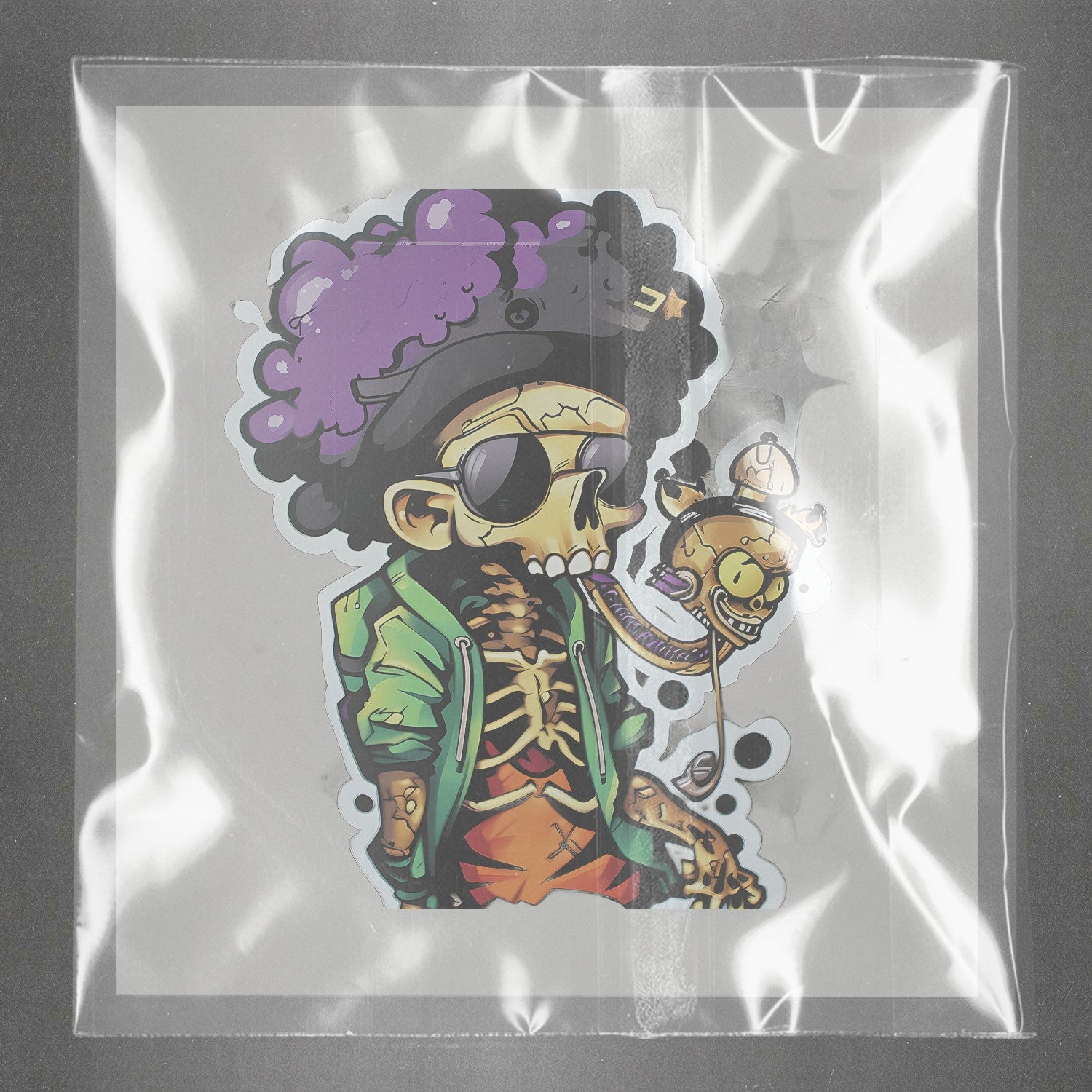 Skater Skeleton Swag Ready to Press Film Peel Main Plastic Cover