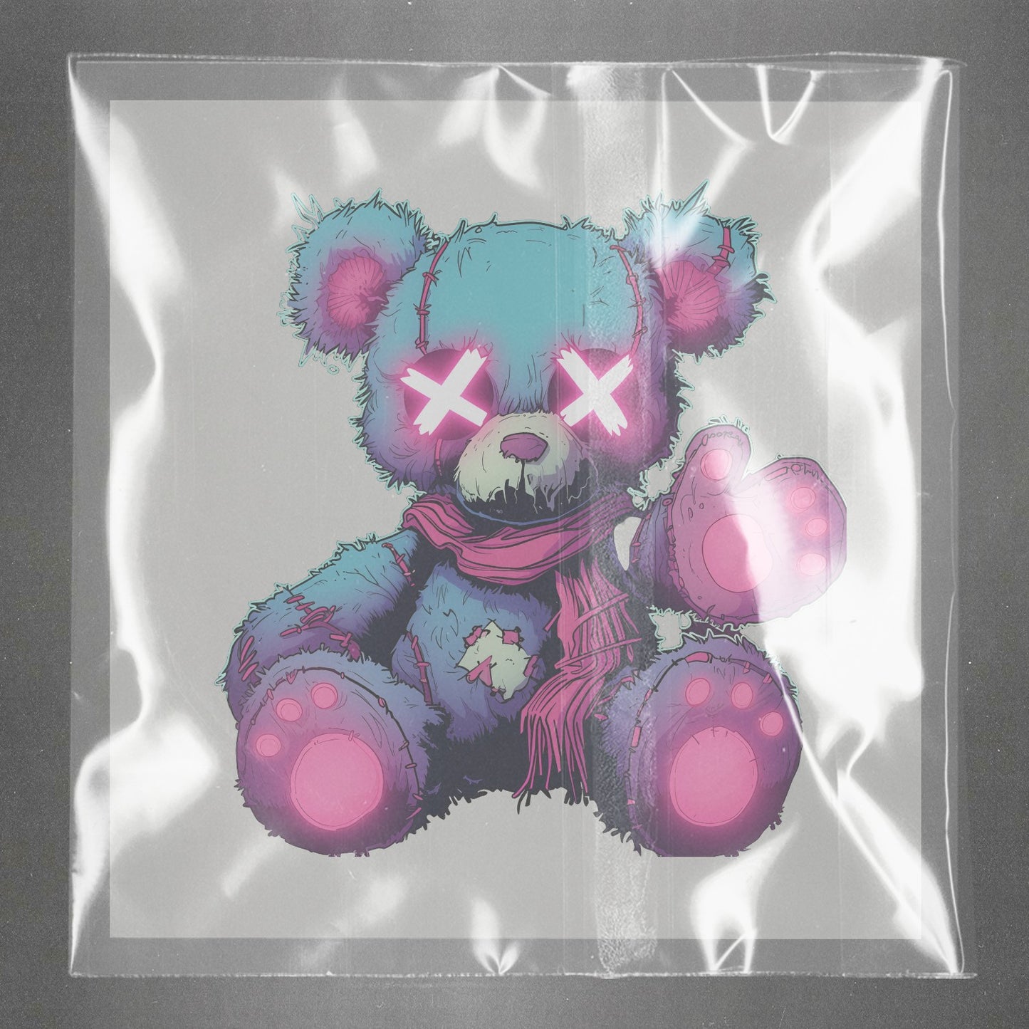 Neon Rebel Teddy Ready to Press Film Peel Main Plastic Cover