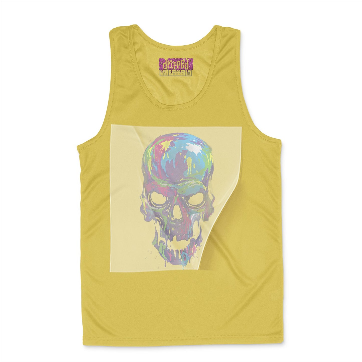 Vibrant Skull Fusion Ready to Press White Tshirt Back Peel View