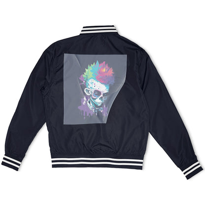 Neon Dia Skull Fusion Ready to Press Heather Gray Sweater Front Peel View