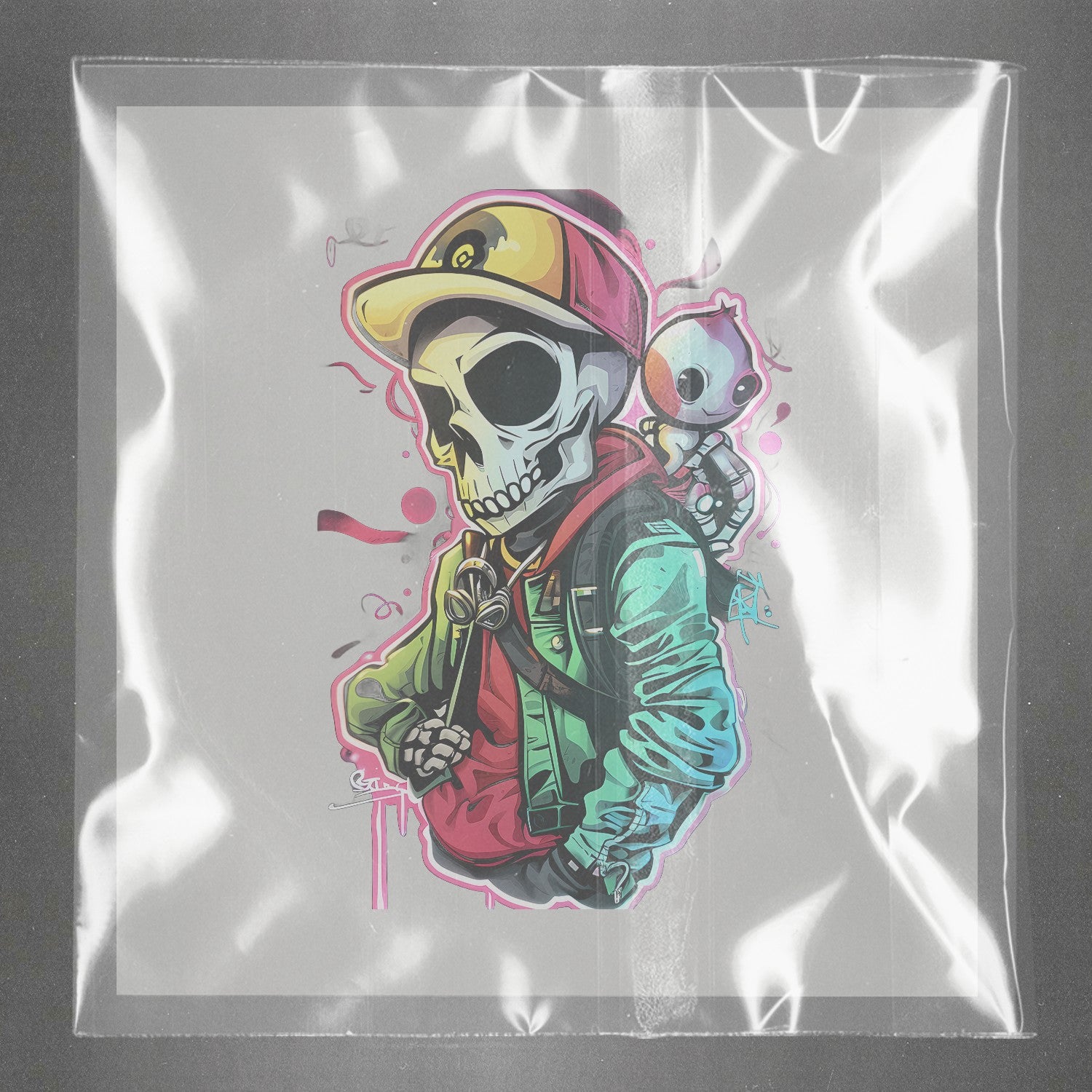 Neon Streetwear Skelebuddy Ready to Press Film Peel Main Plastic Cover