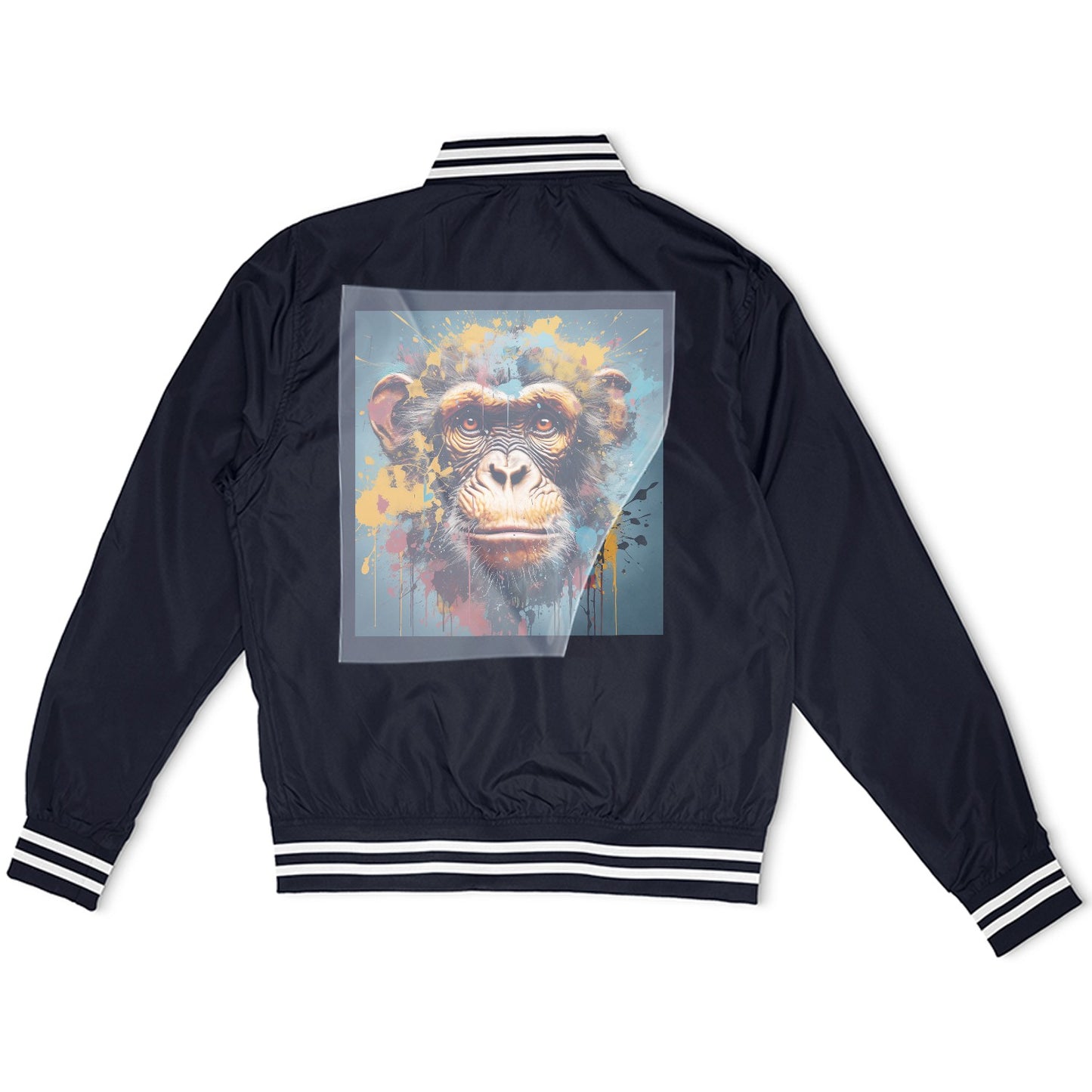 Chimpanzee Color Burst Ready to Press Heather Gray Sweater Front Peel View