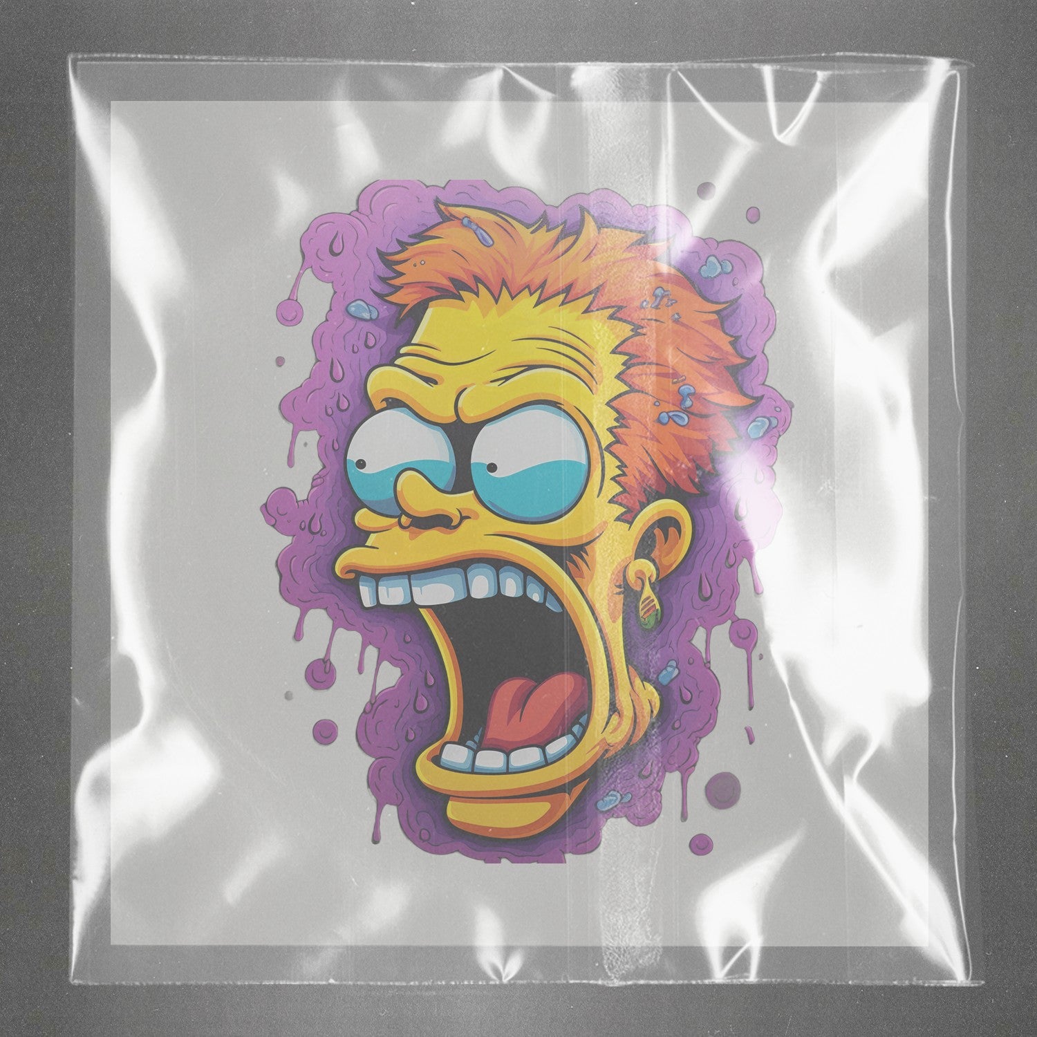 Psychedelic Bart Frenzy Ready to Press Film Peel Main Plastic Cover