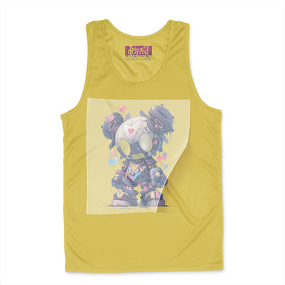 Neon Robot Love-Heart Ready to Press White Tshirt Back Peel View