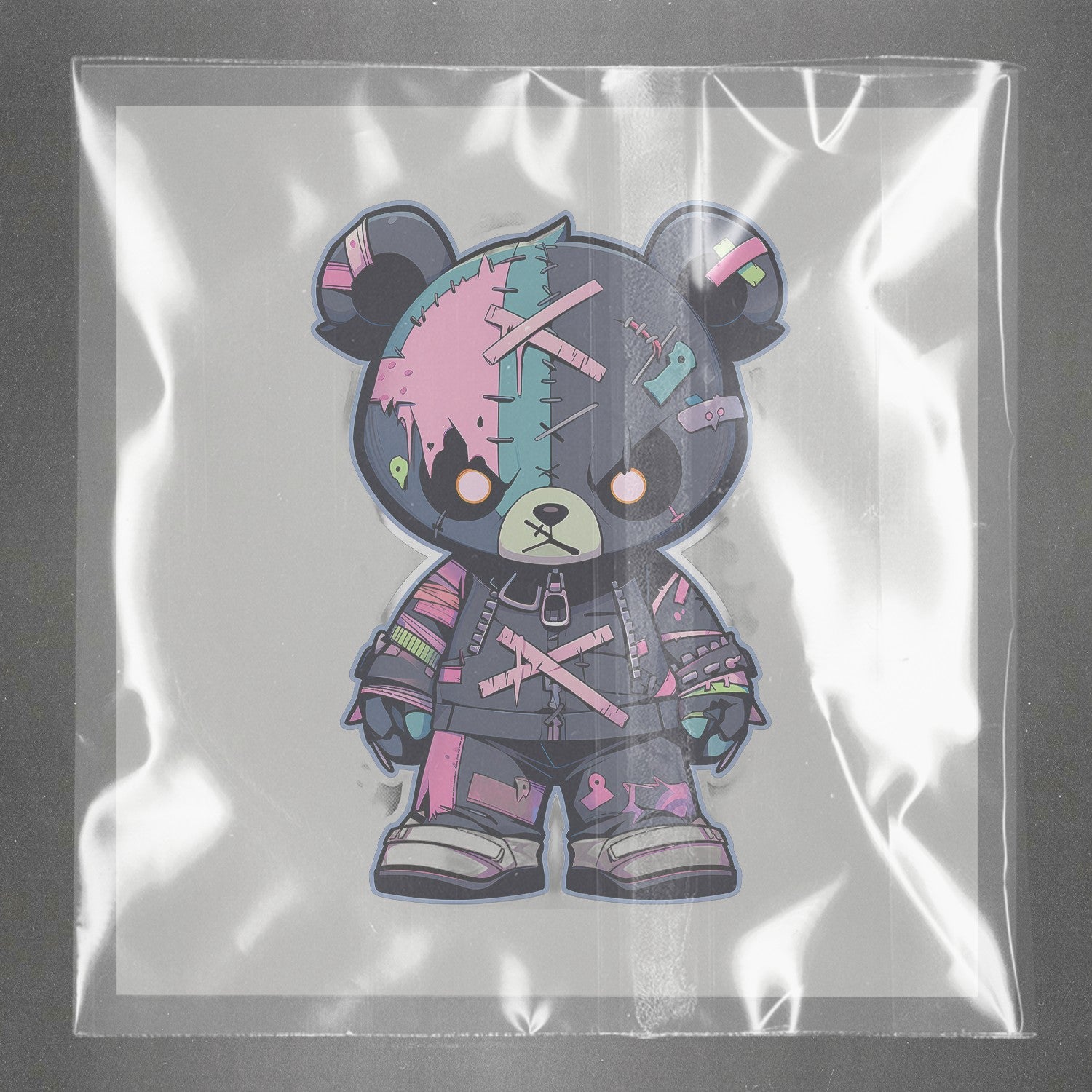 Pop Patchwork Horror-Bear Ready to Press Film Peel Main Plastic Cover