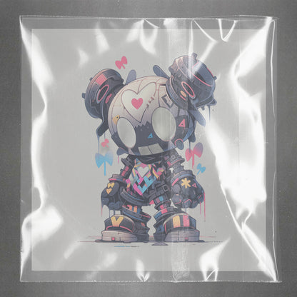 Neon Robot Love-Heart Ready to Press Film Peel Main Plastic Cover