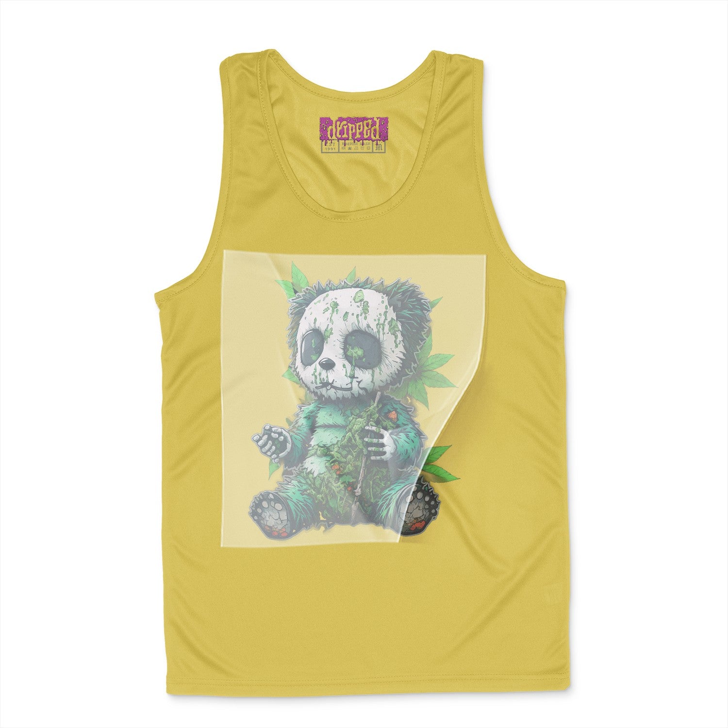 Verdant Decay Panda Ready to Press White Tshirt Back Peel View